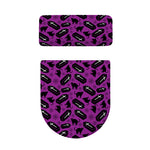 Purple Halloween Coffin Pattern Print Toilet Lid And Tank Cover Set