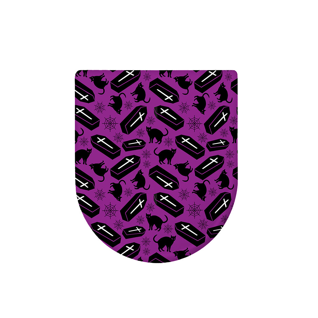 Purple Halloween Coffin Pattern Print Toilet Lid Cover