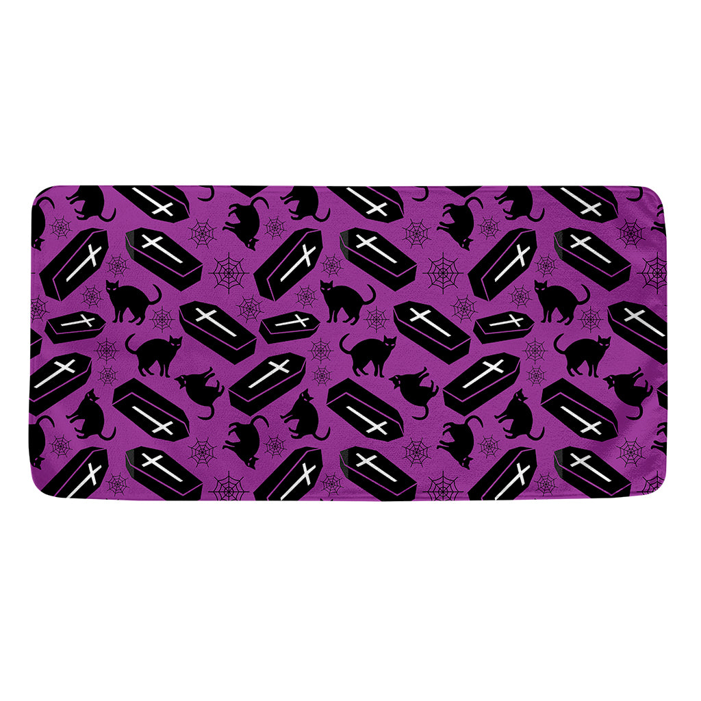 Purple Halloween Coffin Pattern Print Towel