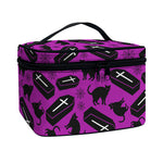 Purple Halloween Coffin Pattern Print Travel Makeup Bag