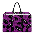 Purple Halloween Coffin Pattern Print Utility Tote Bag