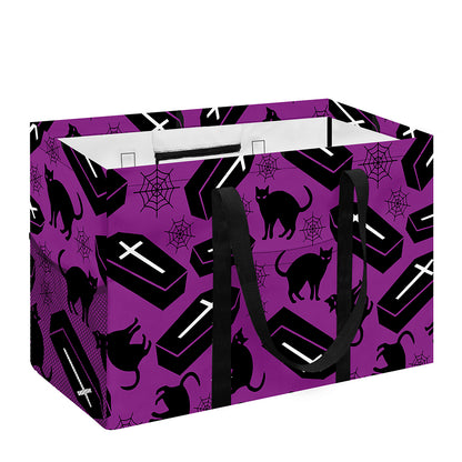 Purple Halloween Coffin Pattern Print Utility Tote Bag
