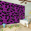 Purple Halloween Coffin Pattern Print Wall Sticker