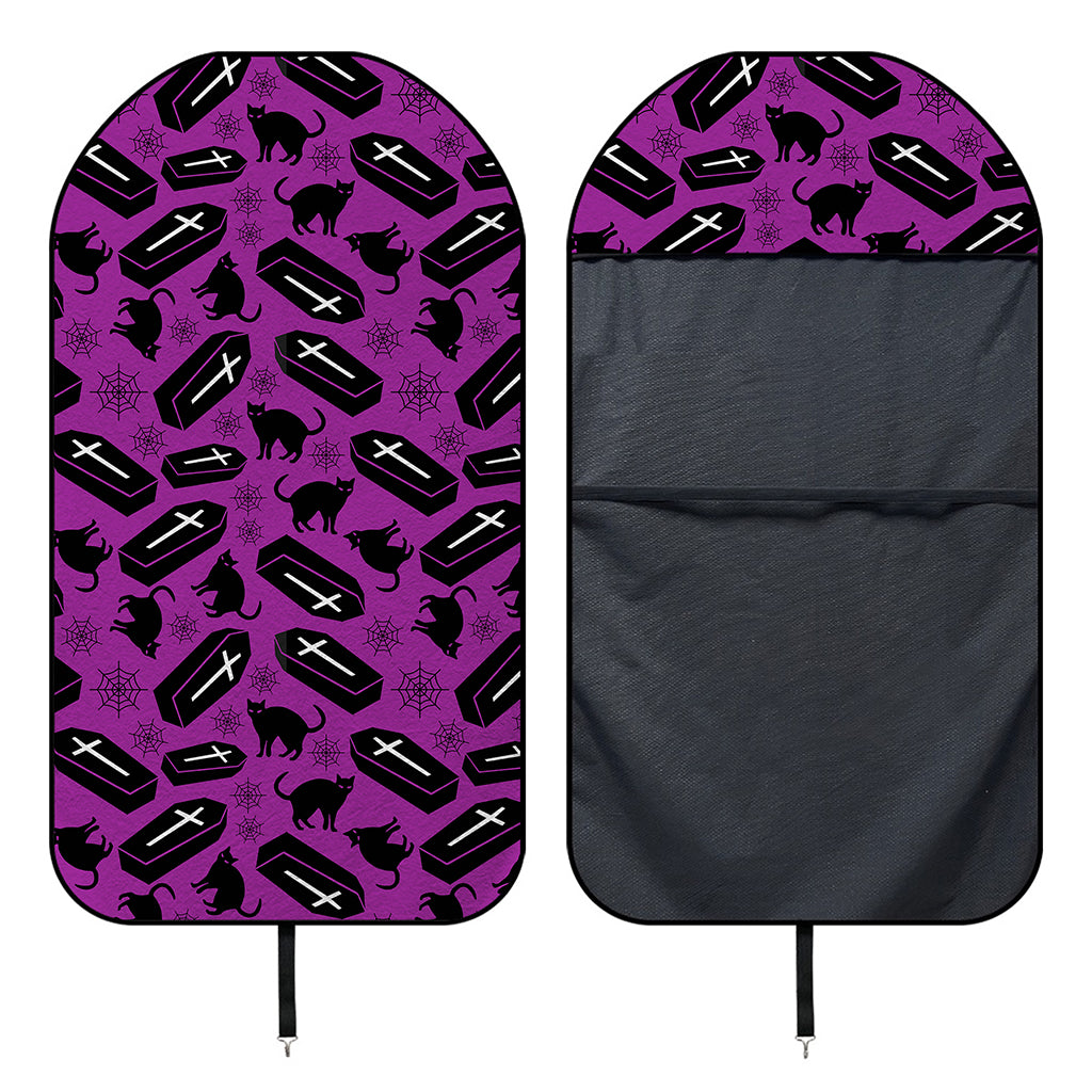 Purple Halloween Coffin Pattern Print Waterproof Car Seat Cover