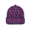 Purple Halloween Coffin Pattern Print White Mesh Trucker Cap