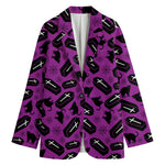 Purple Halloween Coffin Pattern Print Women's Blazer