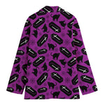 Purple Halloween Coffin Pattern Print Women's Blazer