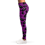 Purple Halloween Coffin Pattern Print Women's Leggings