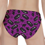 Purple Halloween Coffin Pattern Print Women's Panties