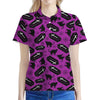 Purple Halloween Coffin Pattern Print Women's Polo Shirt