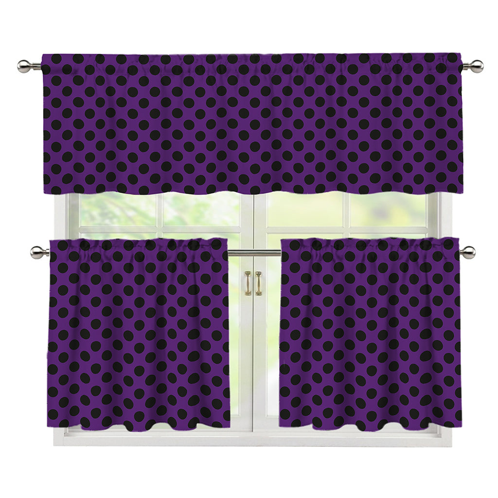 Purple Halloween Pattern Print 3 Piece Kitchen Curtains