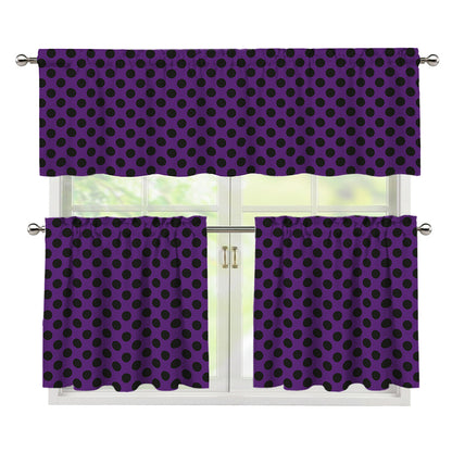 Purple Halloween Pattern Print 3 Piece Kitchen Curtains