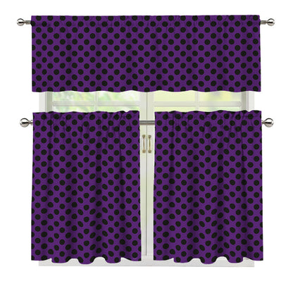 Purple Halloween Pattern Print 3 Piece Kitchen Curtains