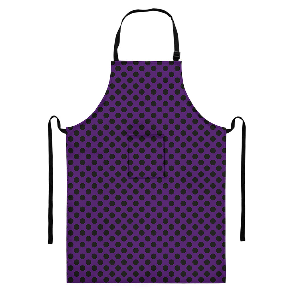 Purple Halloween Pattern Print Bib Apron With Pocket