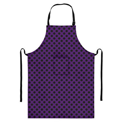 Purple Halloween Pattern Print Bib Apron With Pocket