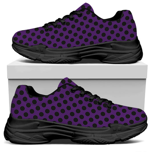 Purple Halloween Pattern Print Black Chunky Shoes