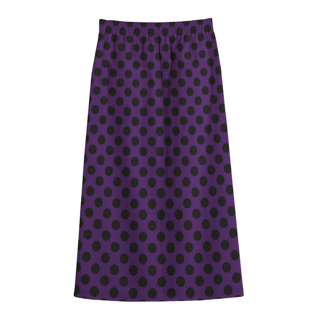 Purple Halloween Pattern Print Cotton Front Slit Maxi Skirt