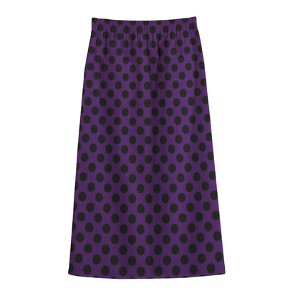 Purple Halloween Pattern Print Cotton Front Slit Maxi Skirt