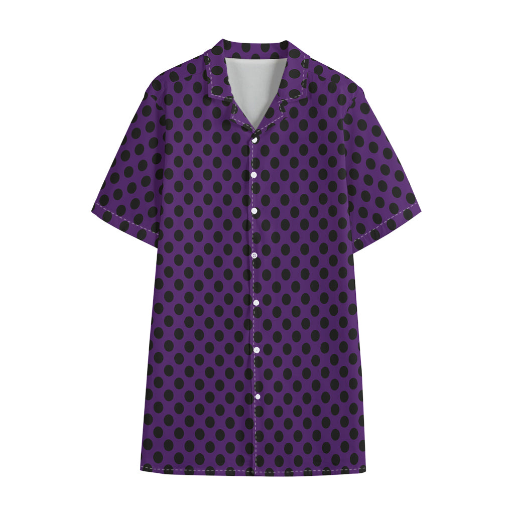 Purple Halloween Pattern Print Cotton Hawaiian Shirt