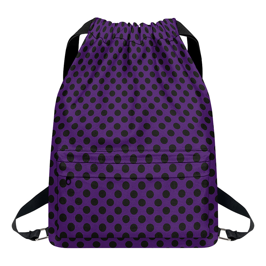Purple Halloween Pattern Print Drawstring Backpack