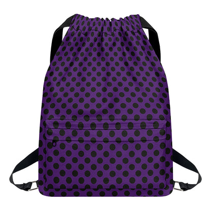 Purple Halloween Pattern Print Drawstring Backpack