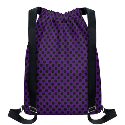 Purple Halloween Pattern Print Drawstring Backpack