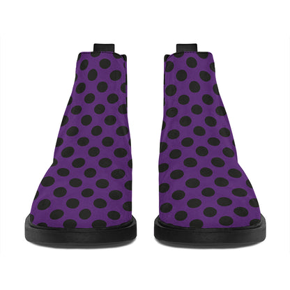 Purple Halloween Pattern Print Flat Ankle Boots