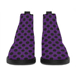 Purple Halloween Pattern Print Flat Ankle Boots