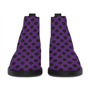 Purple Halloween Pattern Print Flat Ankle Boots