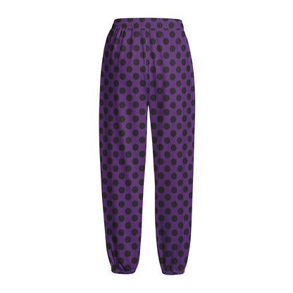 Purple Halloween Pattern Print Fleece Lined Knit Pants