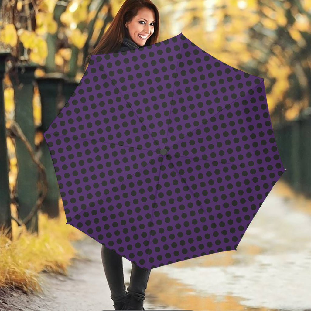 Purple Halloween Pattern Print Foldable Umbrella