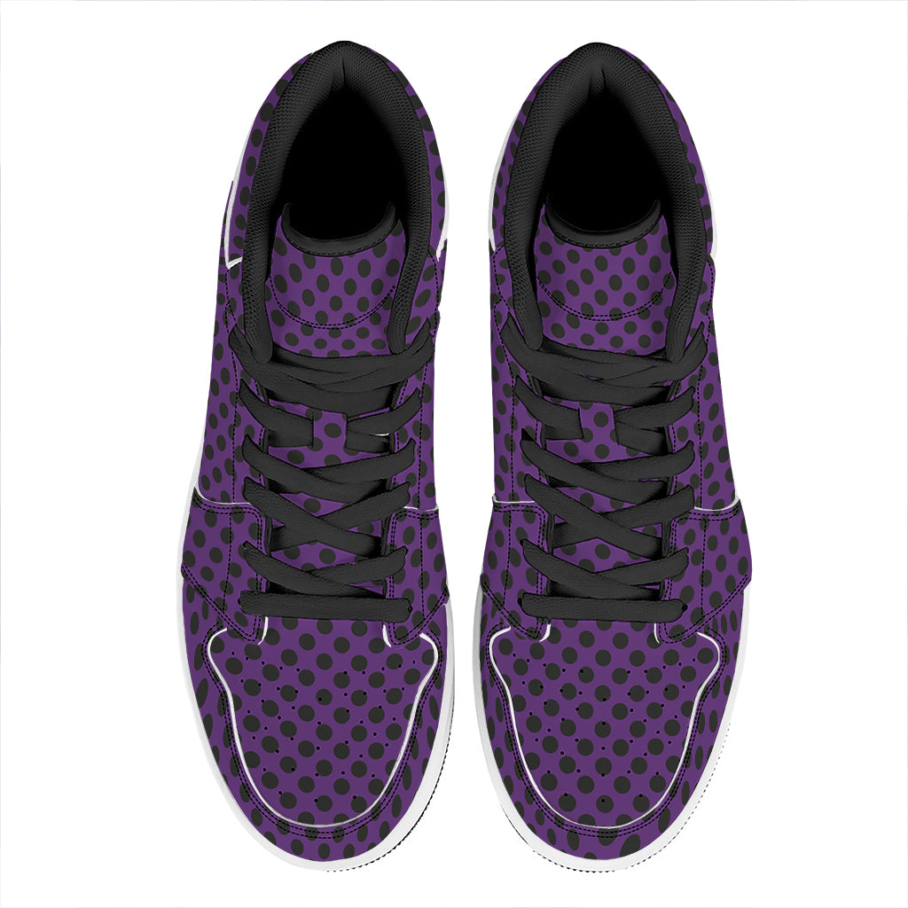 Purple Halloween Pattern Print High Top Leather Sneakers