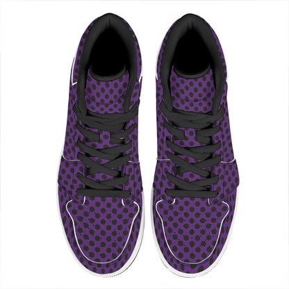 Purple Halloween Pattern Print High Top Leather Sneakers