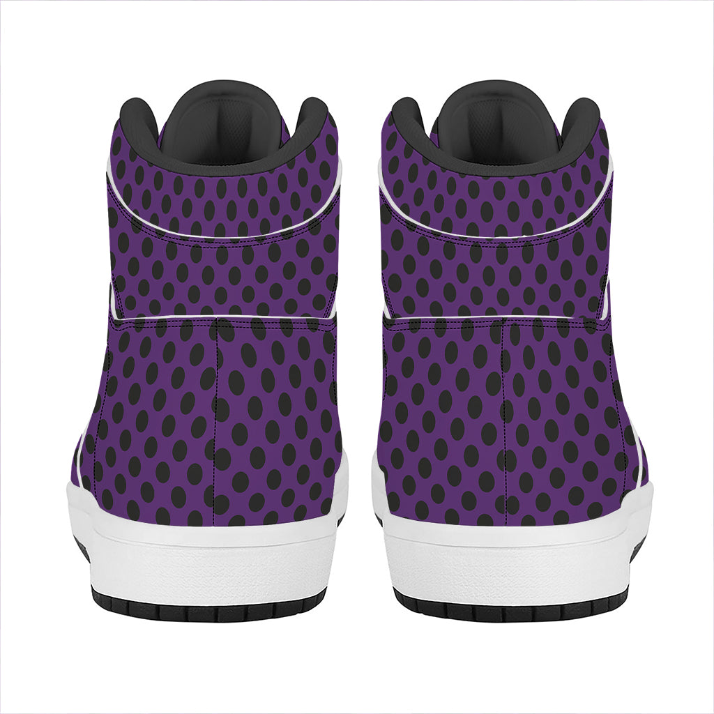 Purple Halloween Pattern Print High Top Leather Sneakers