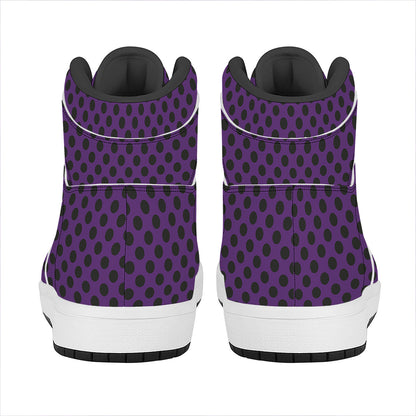 Purple Halloween Pattern Print High Top Leather Sneakers