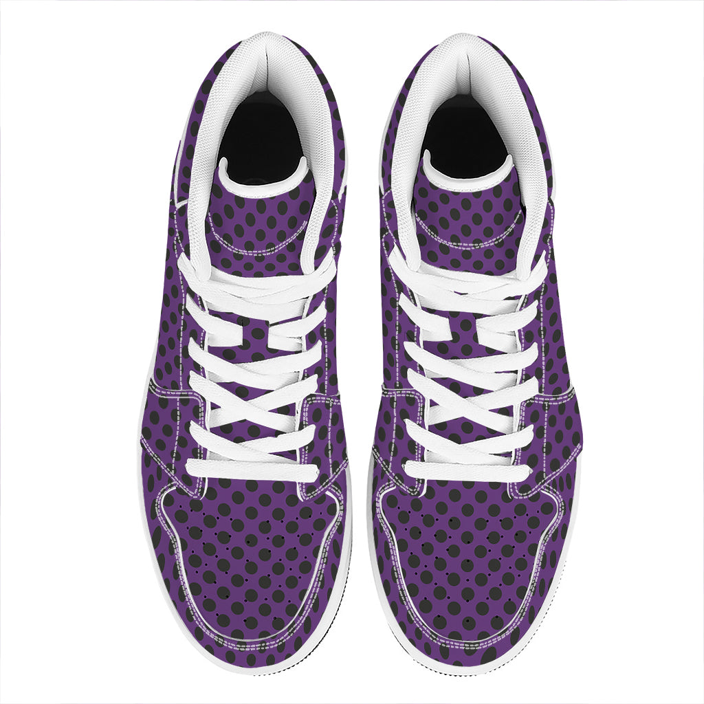 Purple Halloween Pattern Print High Top Leather Sneakers