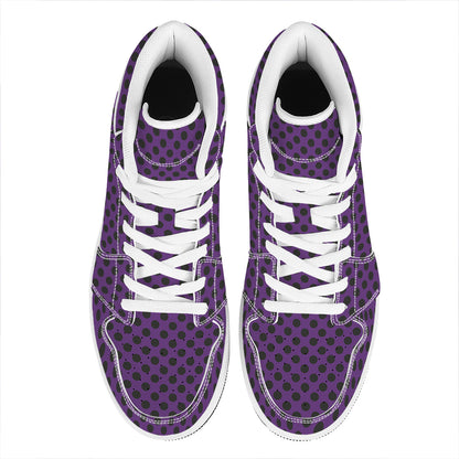 Purple Halloween Pattern Print High Top Leather Sneakers