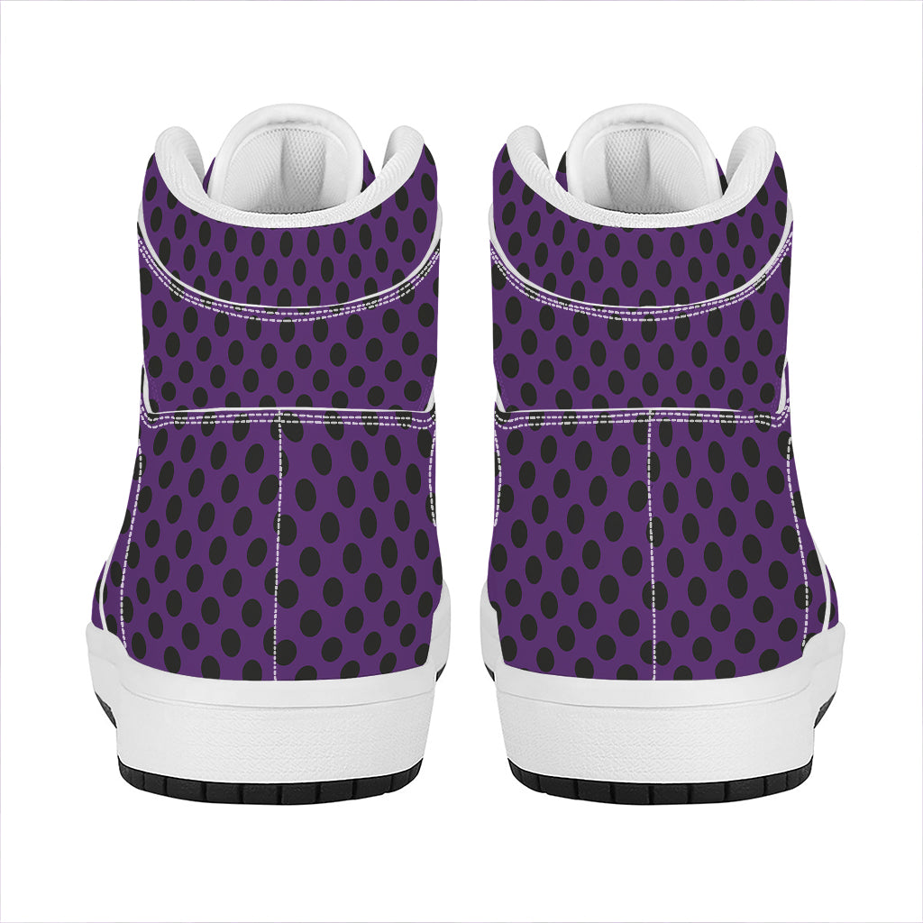 Purple Halloween Pattern Print High Top Leather Sneakers