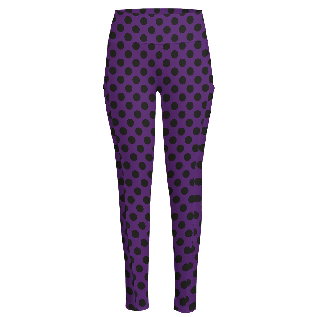 Purple Halloween Pattern Print High-Waisted Pocket Leggings