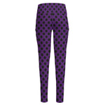 Purple Halloween Pattern Print High-Waisted Pocket Leggings