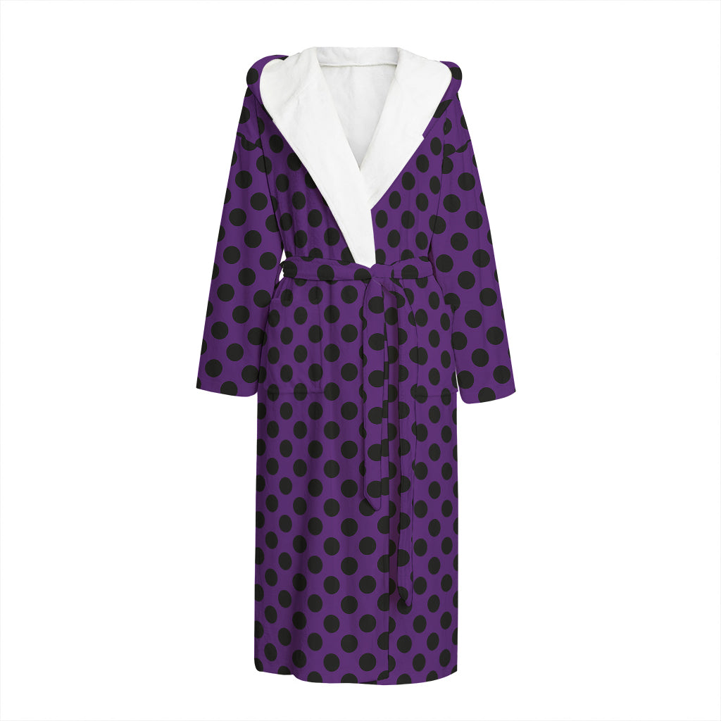 Purple Halloween Pattern Print Hooded Bathrobe