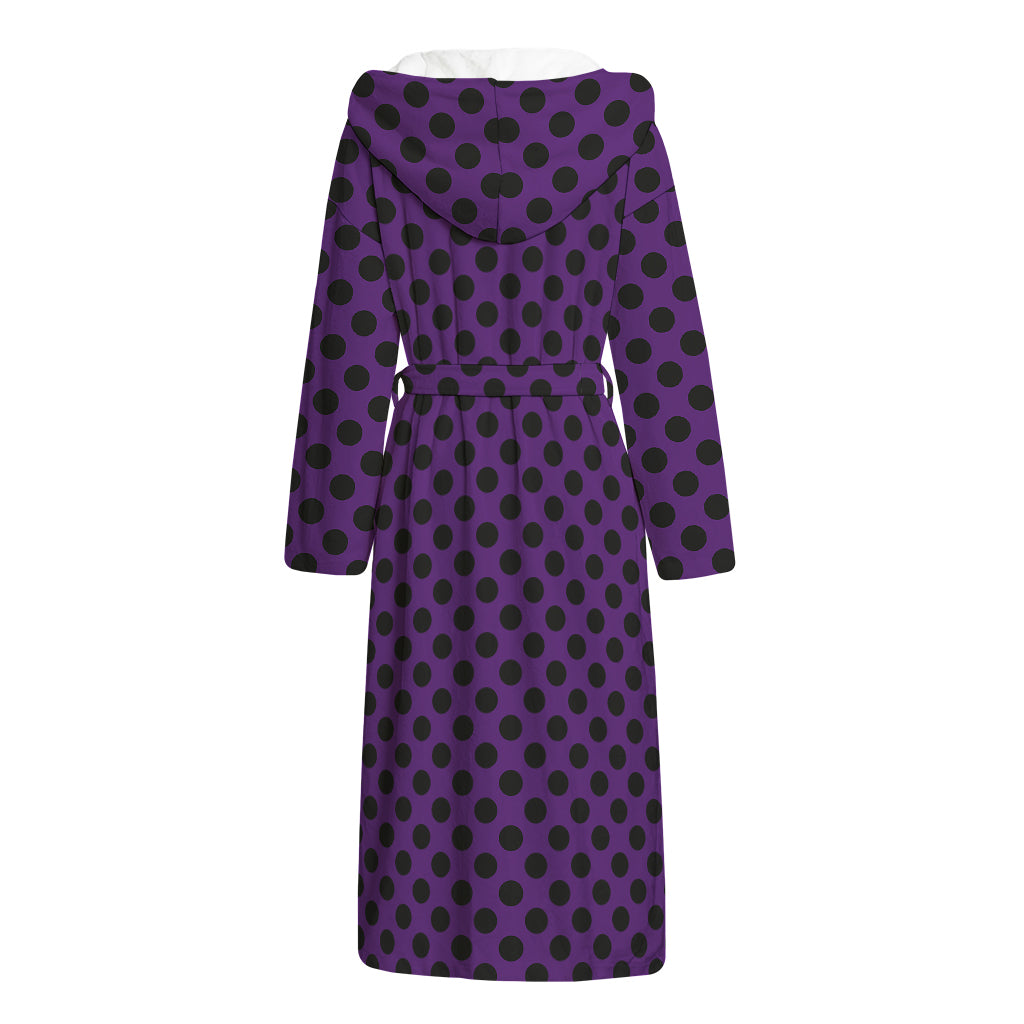 Purple Halloween Pattern Print Hooded Bathrobe