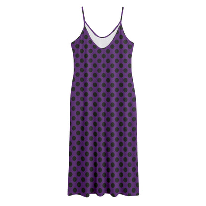 Purple Halloween Pattern Print Jersey Midi Cami Dress