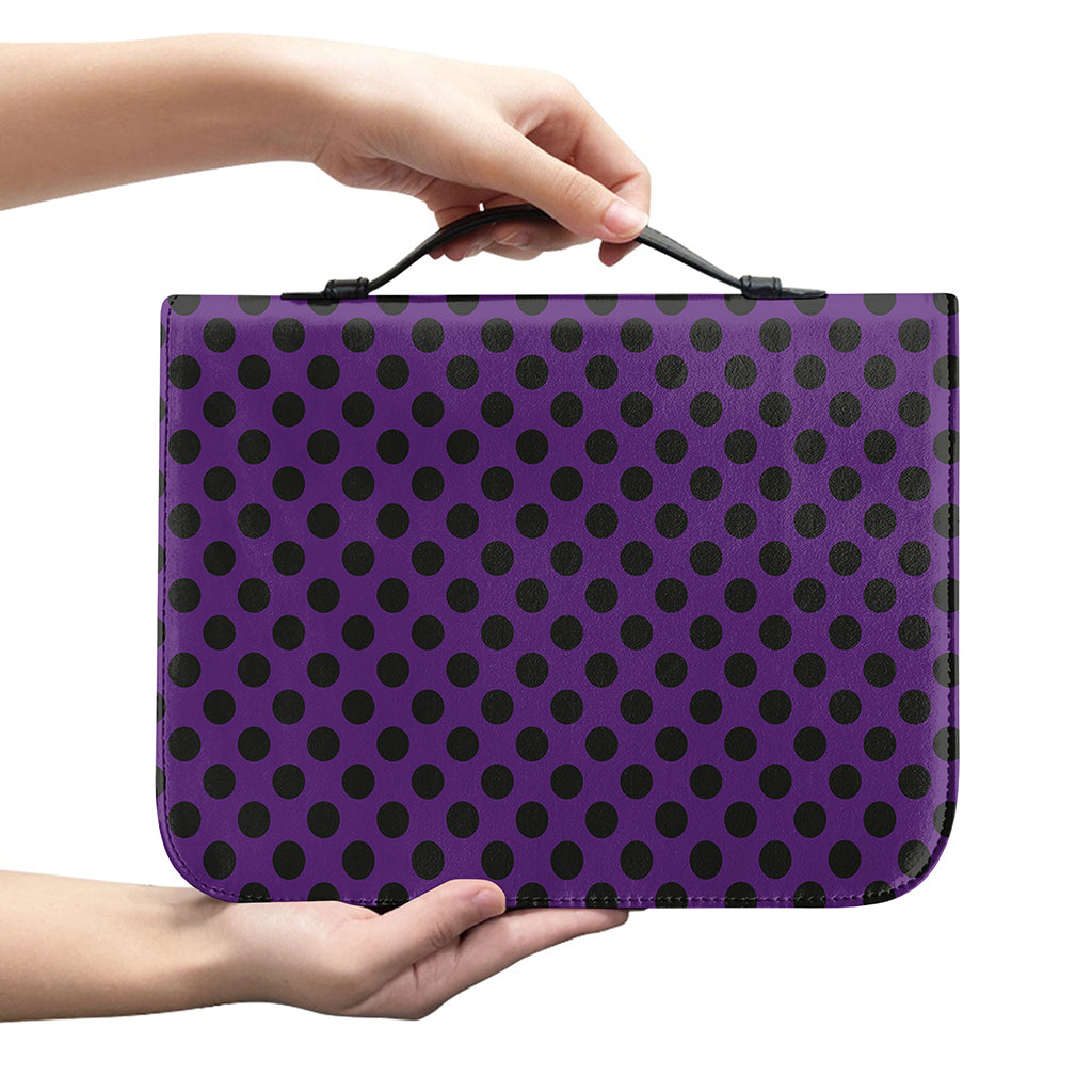 Purple Halloween Pattern Print Leather Bible Cover