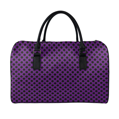 Purple Halloween Pattern Print Leather Duffle Bag