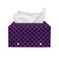Purple Halloween Pattern Print Leather Tissue Box Cover