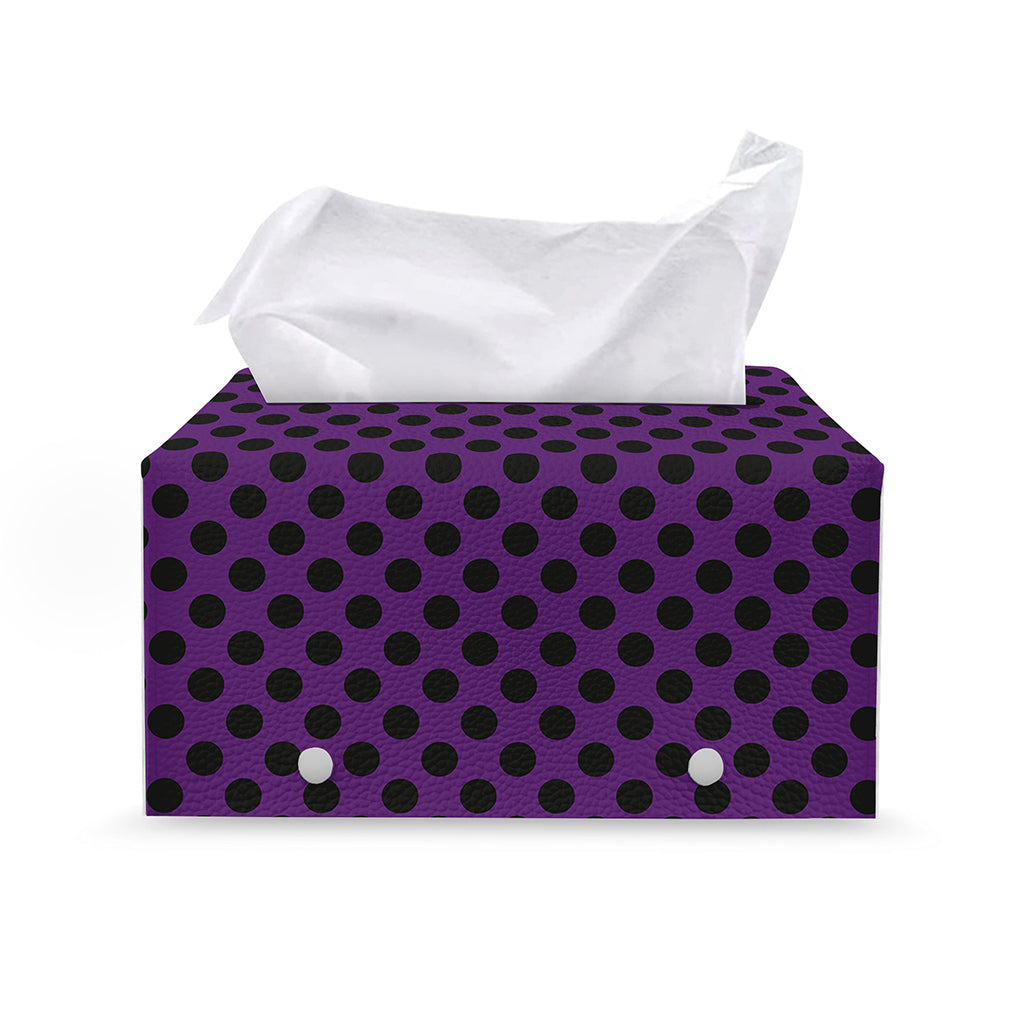 Purple Halloween Pattern Print Leather Tissue Box Cover