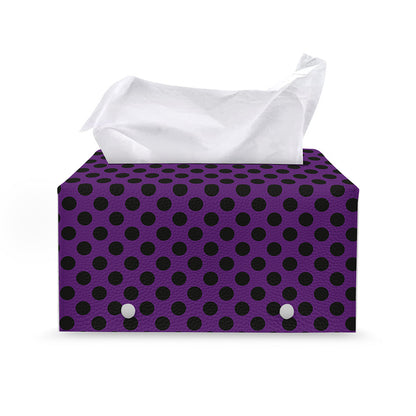 Purple Halloween Pattern Print Leather Tissue Box Cover