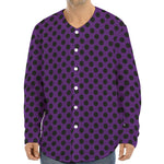 Purple Halloween Pattern Print Long Sleeve Baseball Jersey