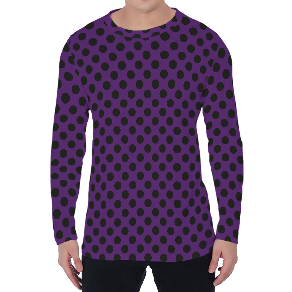 Purple Halloween Pattern Print Men's Long Sleeve T-Shirt